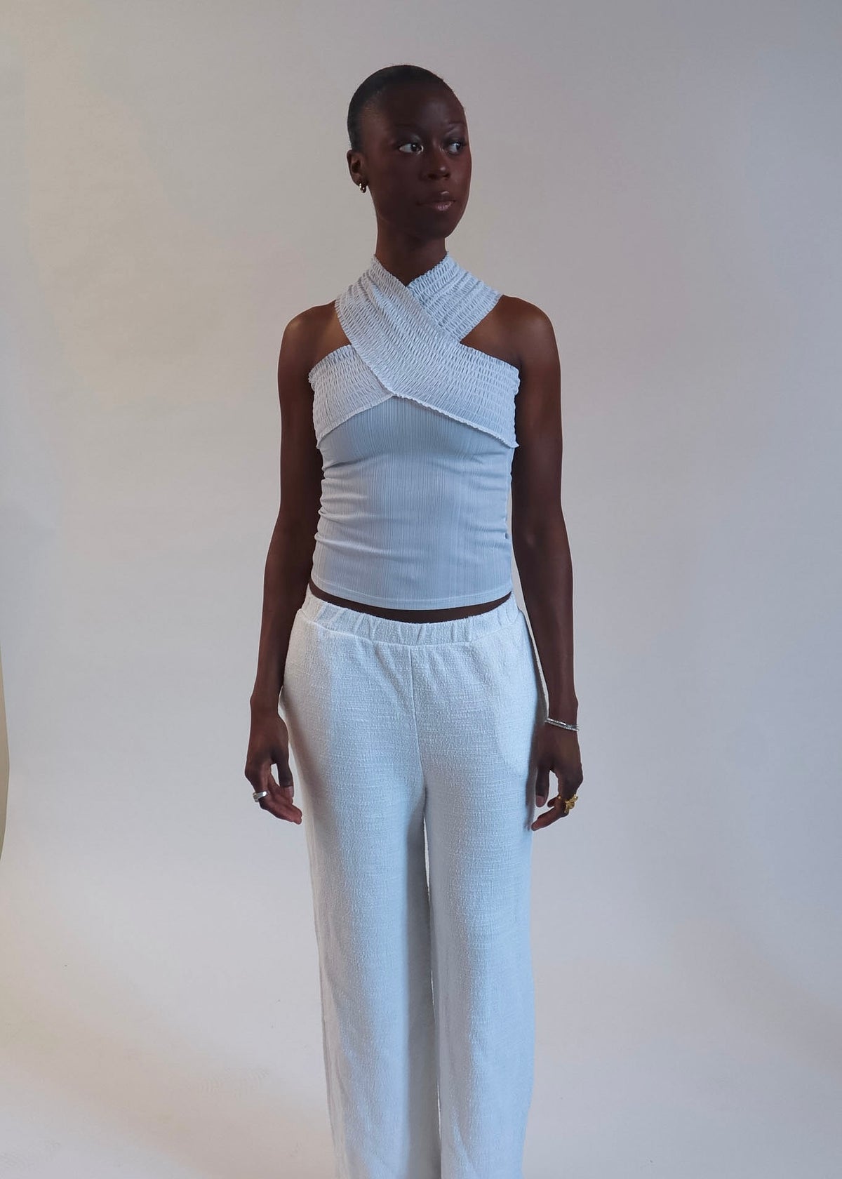Morgan De Toi Criss Cross Light Blue Top