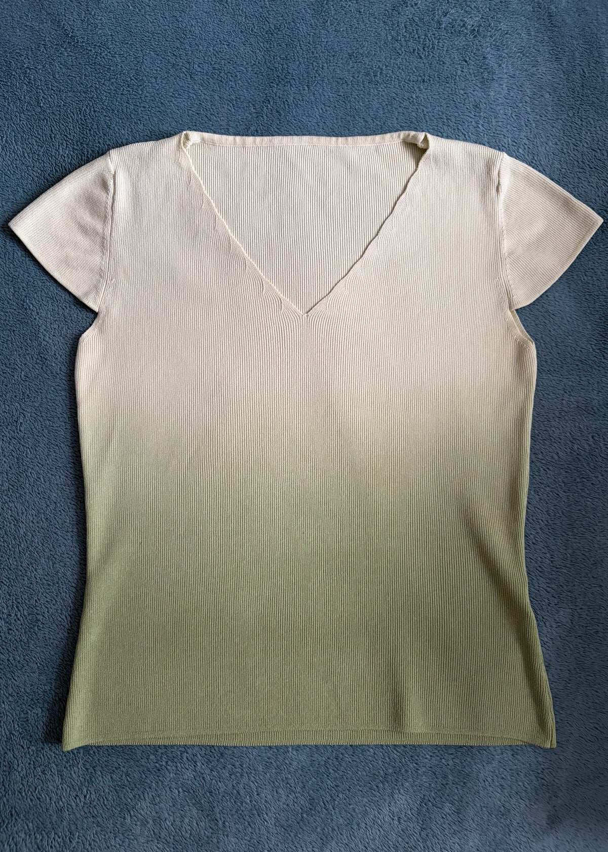 Green Ombre V Neck Top