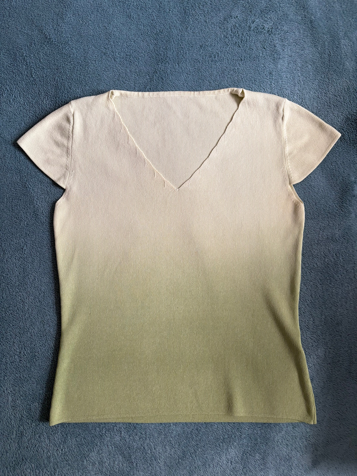 Green Ombre V Neck Top