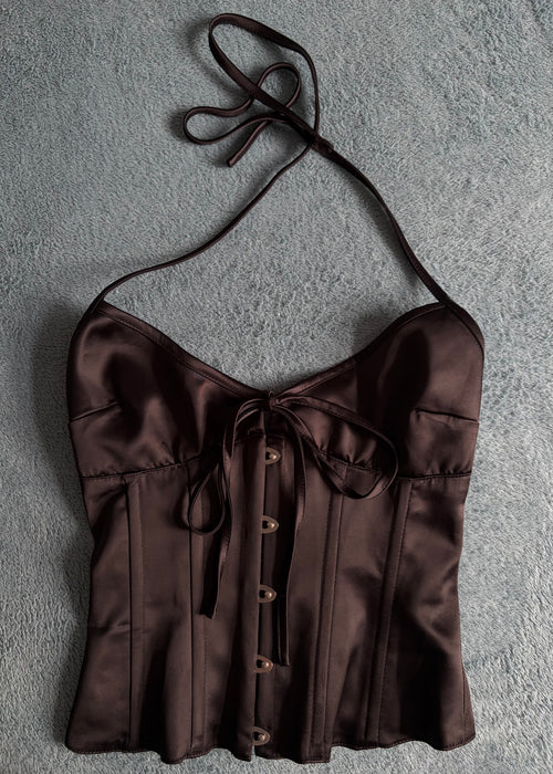 Danielle Guizio Black Marini Corset Top