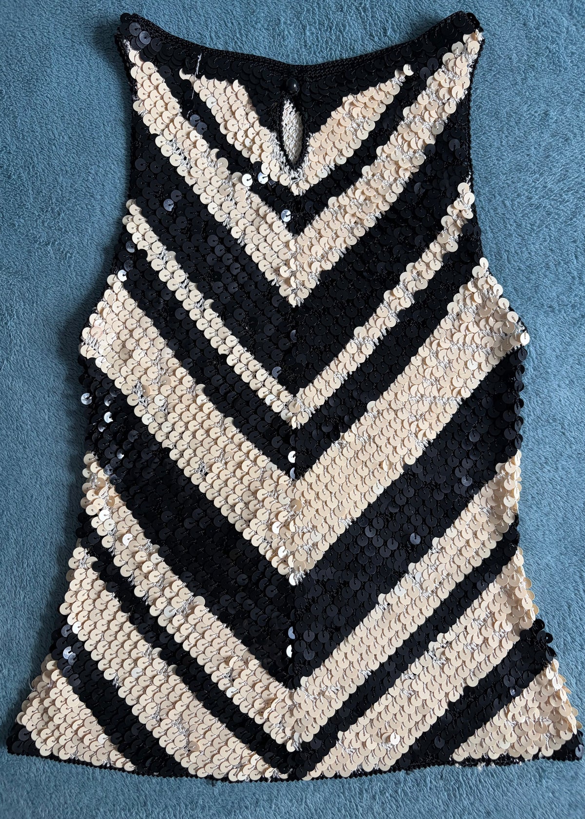 Lipsy Black & Beige Sequin Top